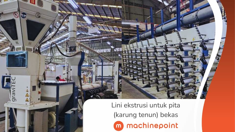 Lini ekstrusi untuk pita (karung tenun) bekas