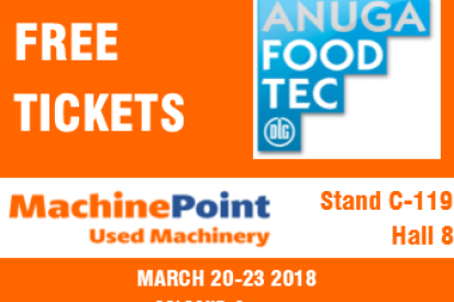 Kostenlosen Eintrittskarte Anuga foodtec von MachinePoint